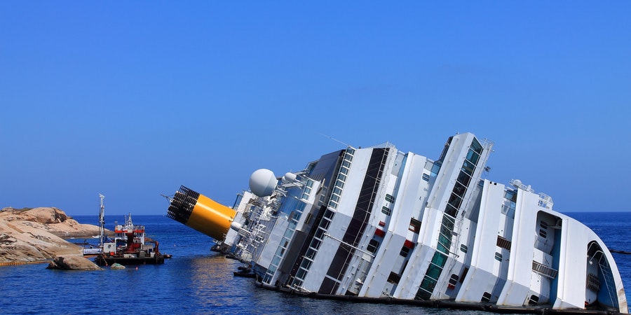 costa concordia sinking. titanic. 1912. 2012
