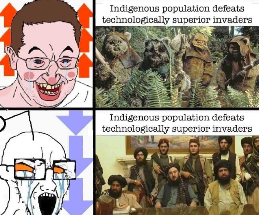 indigenous populations defeats tehcnologically superior invader. Soyjack. Yes, no meme
