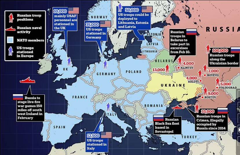 map of biden troop deployment to eastern europe ukraine baltic states