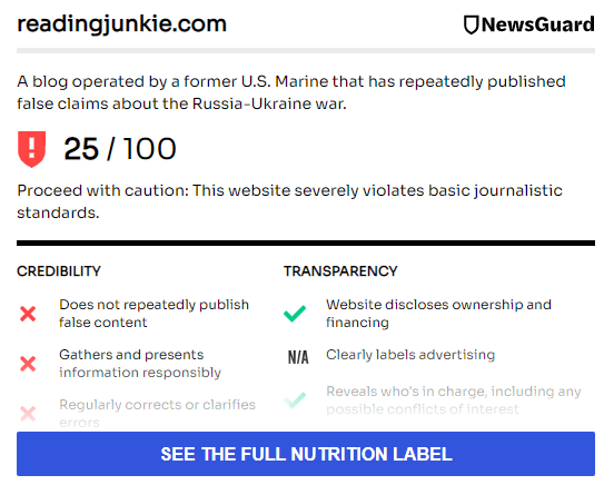 newsguard reading junkie fact checker