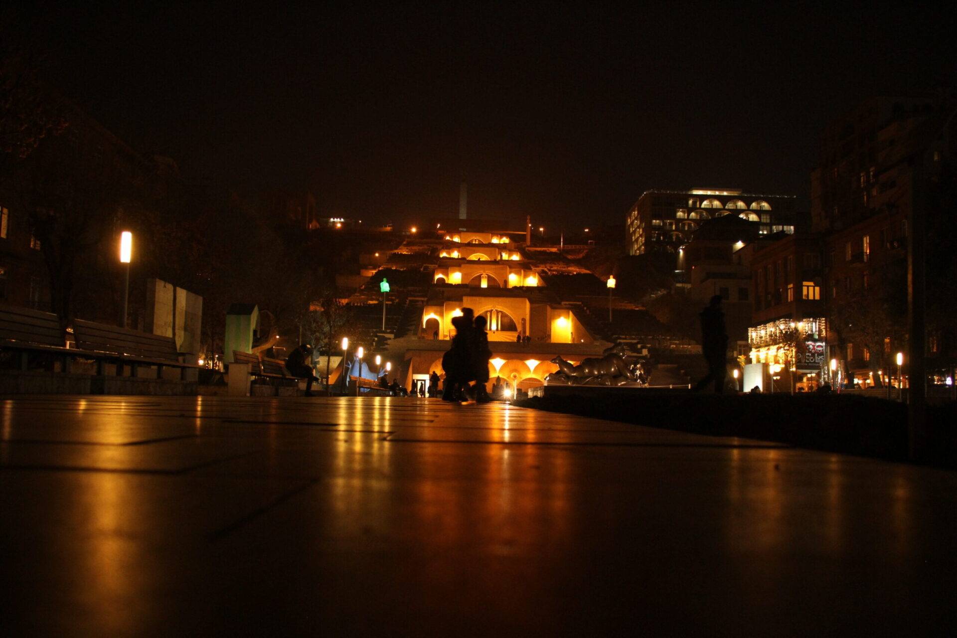 Yerevan cascade at night