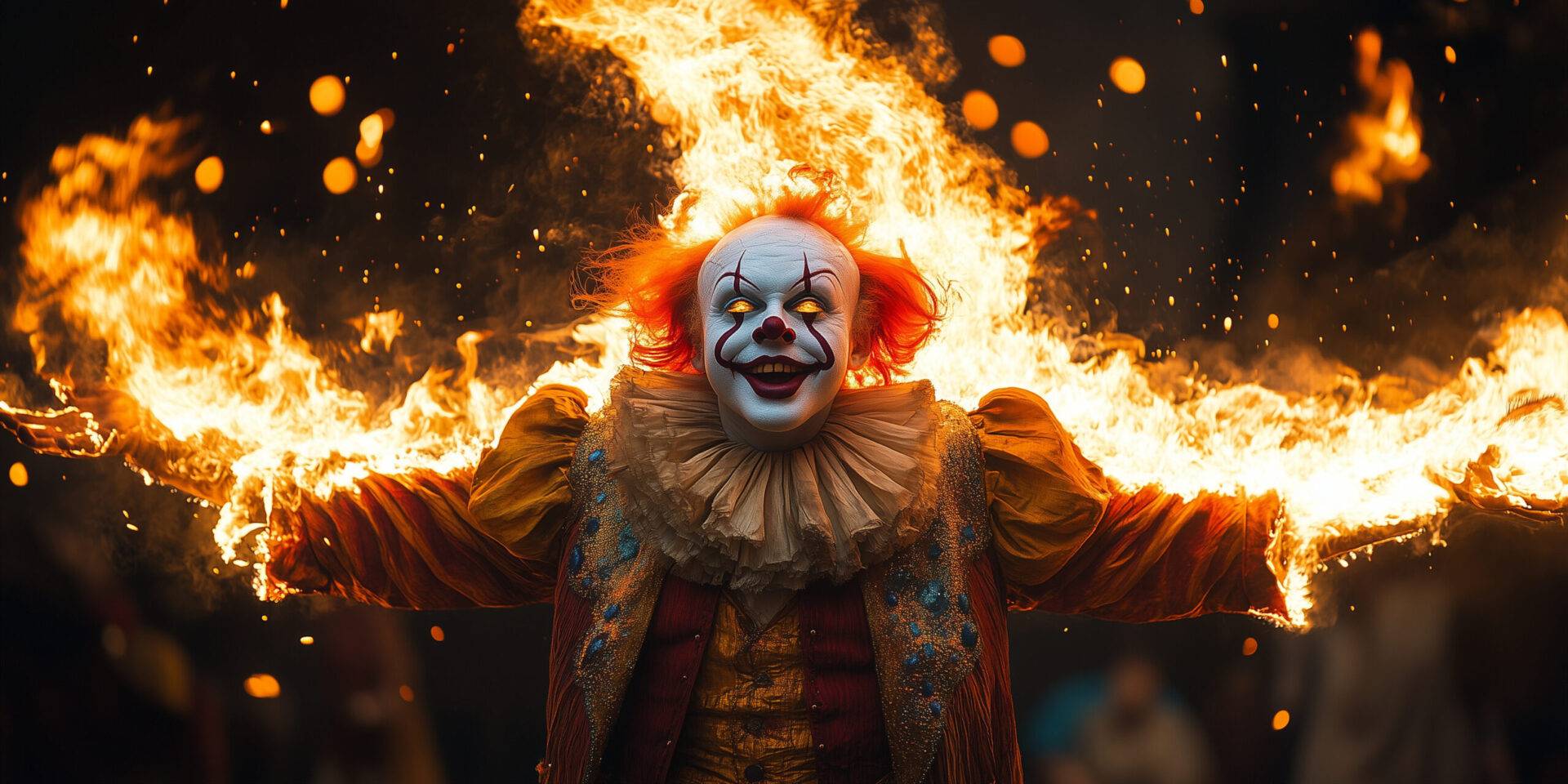 A burning clown